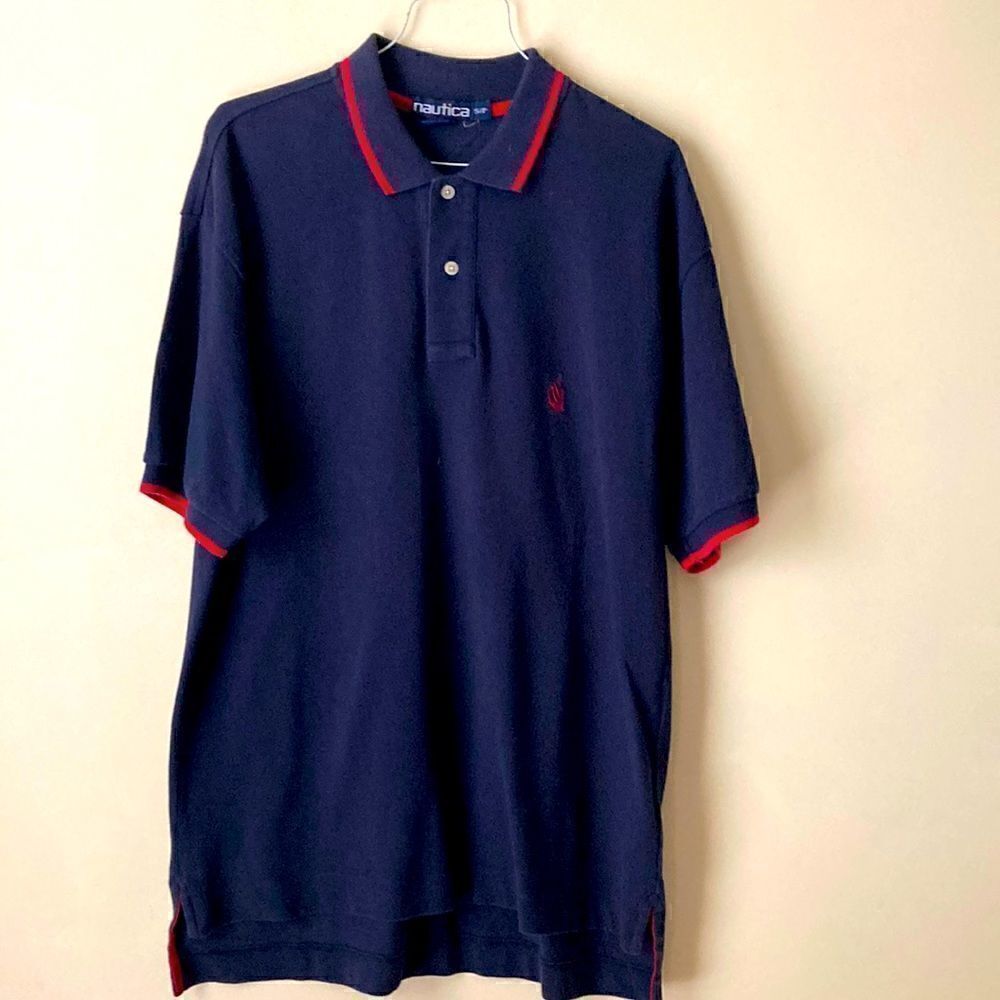 Nautica Short Sleeve  Blue Polo Shirt Size Small